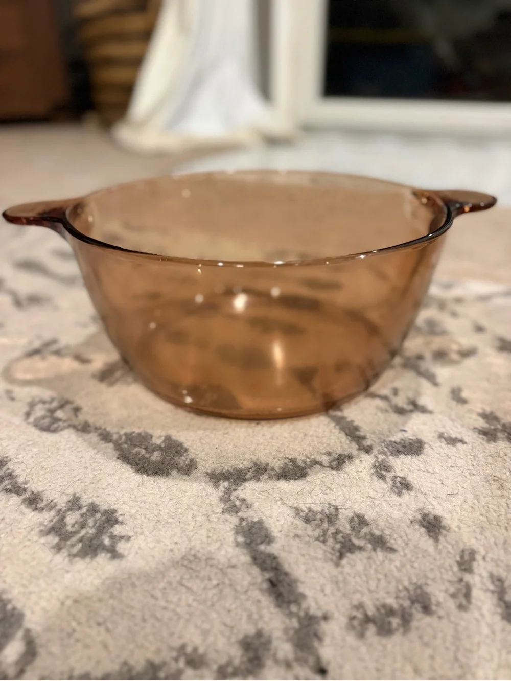 Amber Glass Two-Handle Serving Bowl - Home Kitchen